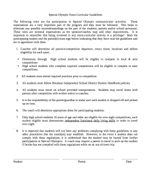 Special Olympic Extra Curricular Guidelines
