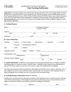 Post-Training Notification