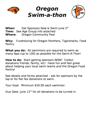 When:Get Sponsors Now & Swim June 5th