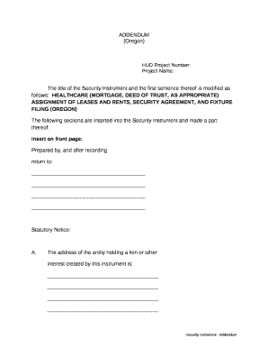 The title of the Security Instrument and the first sentence thereof is modified as follows:HEALTHCARE (MORTGAGE, DEED OF TRUST, AS APPROPRIATE) ASSIGNMENT OF LEASES AND RENTS, SECURITY AGREEMENT, AND FIXTURE FILING (OREGON)