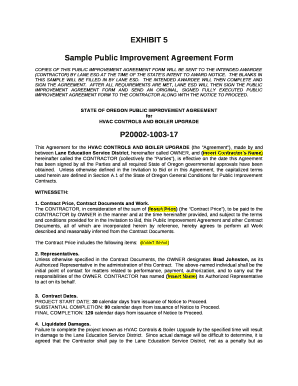Sample Public Improvement Agreement Form