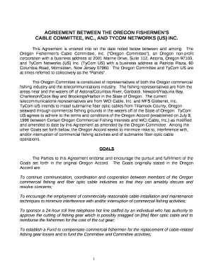 AGREEMENT BETWEEN THE OREGON FISHERMENS