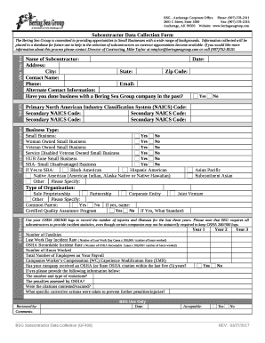 Subcontractor Data Collection Form