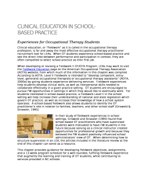 CLINICAL EDUCATION IN SCHOOL-BASED PRACTICE