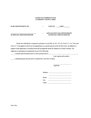 :APPLICATION FOR APPOINTMENT