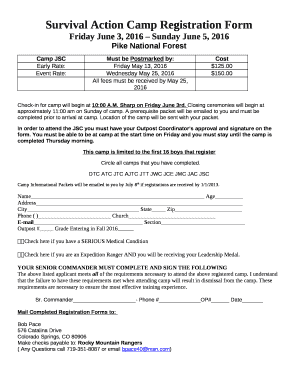 Survival form registration