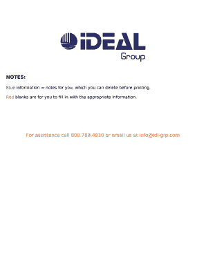 Blue information notes for you, which you can delete before printing