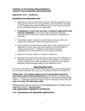 If applying for more than one post, a separate application form must be completed