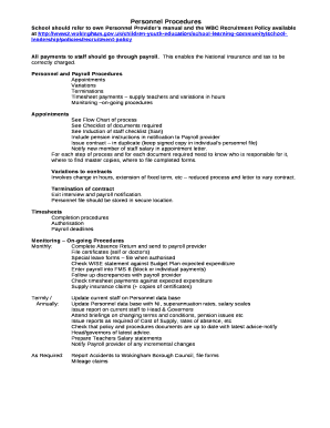 School should refer to own Personnel Providers manual and the WBC Recruitment Policy available at http://www2