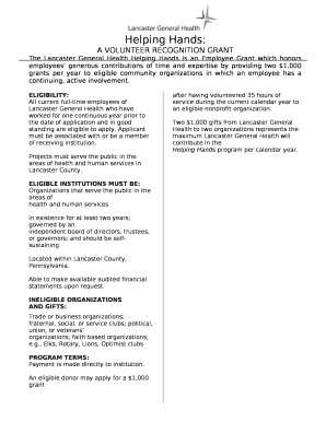 All current full-time employees of Lancaster General Health who have worked for one continuous year prior to the date of application and in good standing are eligible to apply