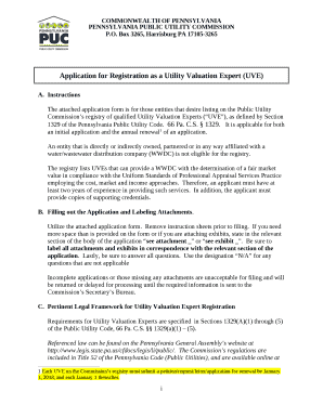 Application for Registration as a Utility Valuation Expert (UVE)