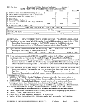 2006 Tax YearTownship of WilkinsBusiness Tax ReturnAccount #