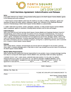 (Hereinafter referred to as Seller), being provided selling space at the North Square Farmers Market, agrees to the following terms and conditions: