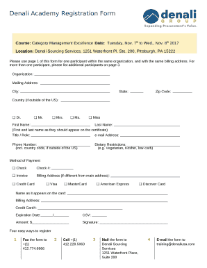 Denali Academy Registration Form