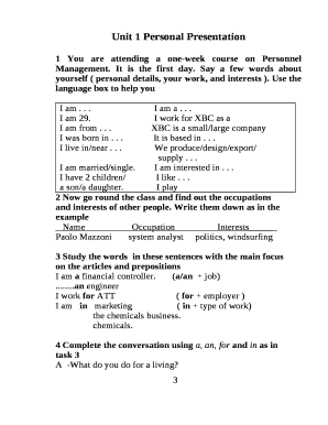 Unit 1 Personal Presentation
