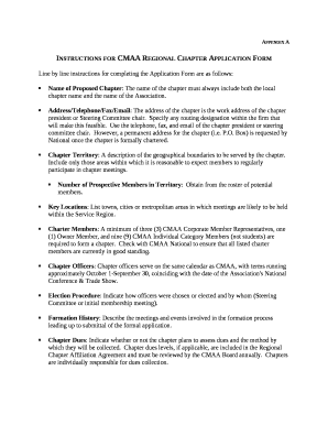 Instructions for CMAA Regional Chapter Application Form