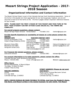 Mozart Strings Project Application 2017-2018 Season