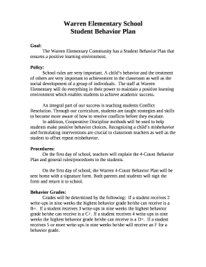 Student Behavior Plan