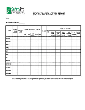 Monthly activity report template word