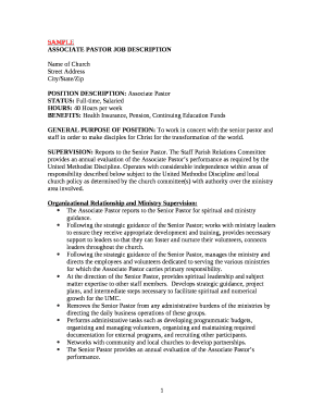 ASSOCIATE PASTOR JOB DESCRIPTION