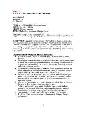 ASSOCIATE PASTOR JOB DESCRIPTION (PT)