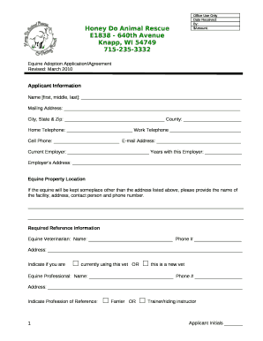 Equine Adoption Application/Agreement