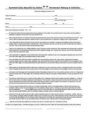 Permanent Makeup Consent Form
