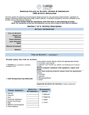 To facilitate compliance, the form correlates to the ACCME Criteria (indicated by Criteria X)