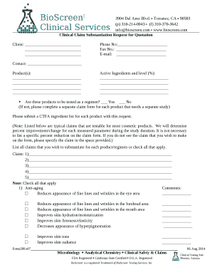 Clinical Claim Substantiation Request for Quotation