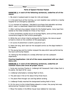 Parts of Speech Review Packet