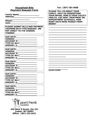 PLEASE SUBMIT BILLS AND PAYMENT COUPONS WITH THIS REQUEST