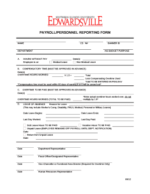 PAYROLL/PERSONNEL REPORTING FORM
