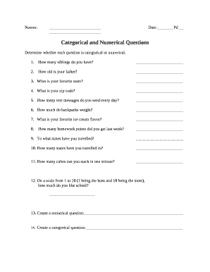 Categorical and Numerical Questions