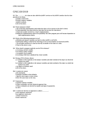 Q1: The of a class are also called the public services or the public interface that the class provides to its clients