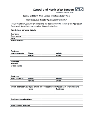 Non-Executive Director Application Form 2017