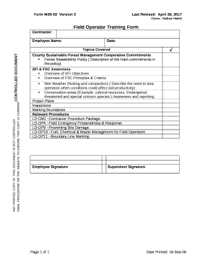 Field Operator Training Form