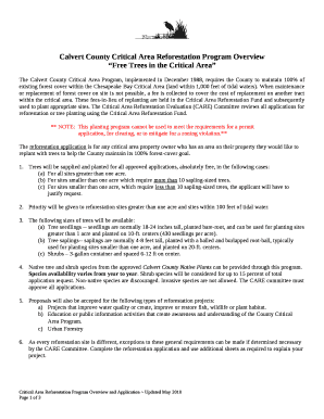 Calvert County Critical Area Reforestation Program Overview