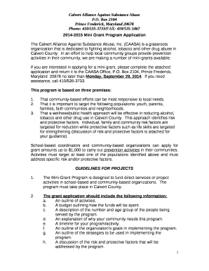 2014-2015 Mini Grant Program Application