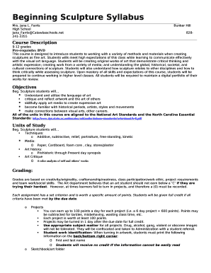 Beginning Sculpture Syllabus