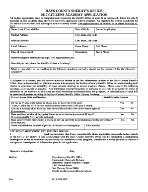 All student applications must be completed and returned to the Sheriffs Office in order to be considered