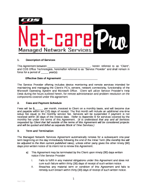 This Agreement between , herein referred to as Client, and CDS Office Technologies, hereinafter referred to as Service Provider and shall remain in force for a period of year(s)
