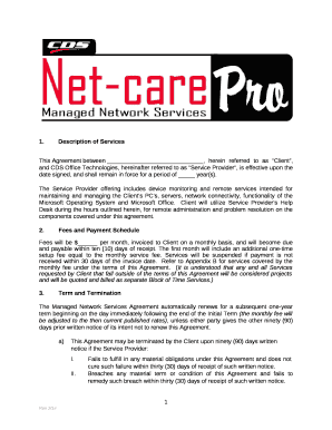 This Agreement between , herein referred to as Client, and CDS Office Technologies, hereinafter referred to as Service Provider, is effective upon the date signed, and shall remain in force for a period of year(s)