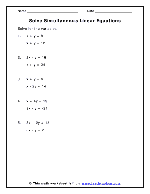 Solving Simultaneous Linear Equations - Fill Online, Printable ...