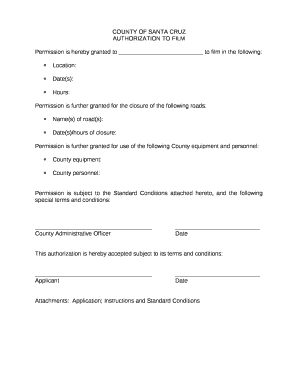AUTHORIZATION TO FILM