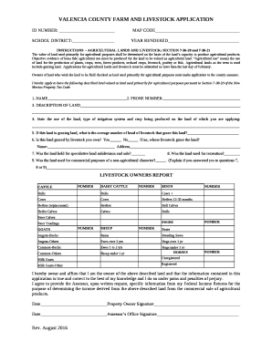 VALENCIA COUNTY FARM AND LIVESTOCK APPLICATION