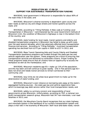SUPPORT FOR SUSTAINABLE TRANSPORTATION FUNDING