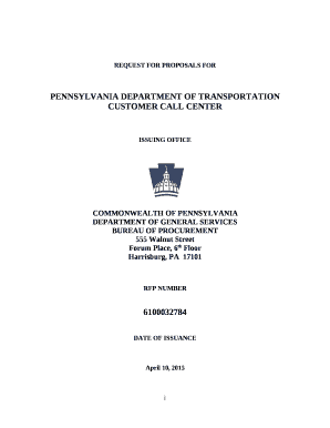 PENNSYLVANIA DEPARTMENT OF TRANSPORTATION CUSTOMER CALL CENTER