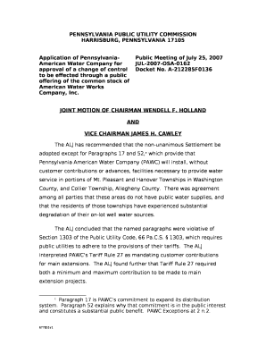 Application of Pennsylvania-American Water Company for approval of a change of control to be effected through a public offering of the common stock of American Water Works Company, Inc