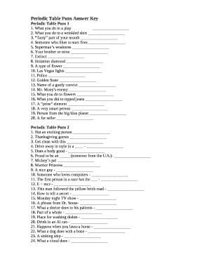 Periodic table puns answer key