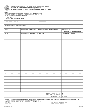 NON-MEDICAID ELIGIBLE (NME) CONSUMER INVOICE